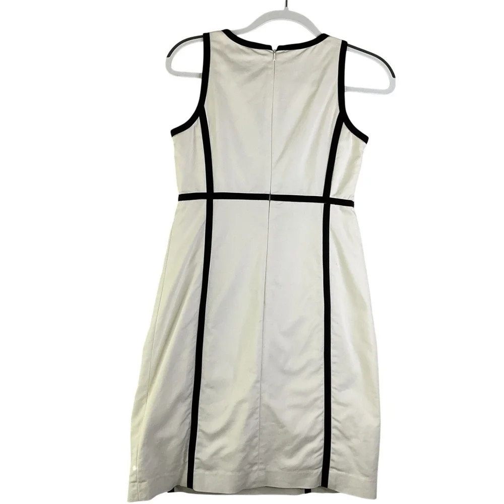Michael Kors‎ White Sleeveless Knee Length Sheath Dress Piping Career Summer 2